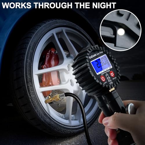 Image of Digital Tire Pressure Gauge with Inflator: ENDARK 250 PSI Air Compressor Attachment Inflation Gun with Heavy Duty 360 Air Chuck & Extended Hose and Quick Connect Coupler