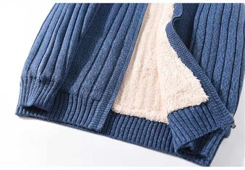 Men's Loose Simple Solid Color Thick Warm Cardigan Sweater4