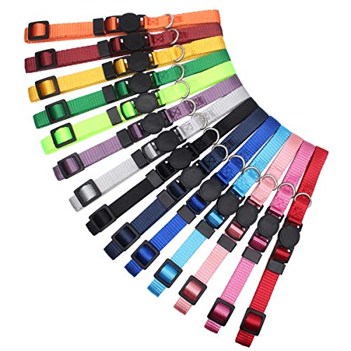 HOLLIHI 14 Stück Welpenhalsbänder aus weichem Nylon, Erkennungs-Halsbänder, verstellbar mit Sicherheitsverschluss, zur Identifikation von Welpen bei einem Wurf, für Züchter mit Aufzeichnungstabellen Cover
