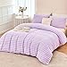 ZRNBAST Fluffy Full Size Comforter Cover 3 Pcs Super Soft Faux Fur Duvet Cover Set Light Purple Plush Fleece Bedding All Seasons Warm Bed Set with Zipper Closure and 2 Pillowcases(Light Purple, Full)
