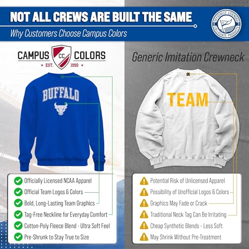 Image of NCAA College Sweatshirt Fleece Crewneck Pullover for Men and Women | Officially licensed NCAA college gameday crewneck pullover - 9 oz fleece lined sweatshirt with arch and logo design