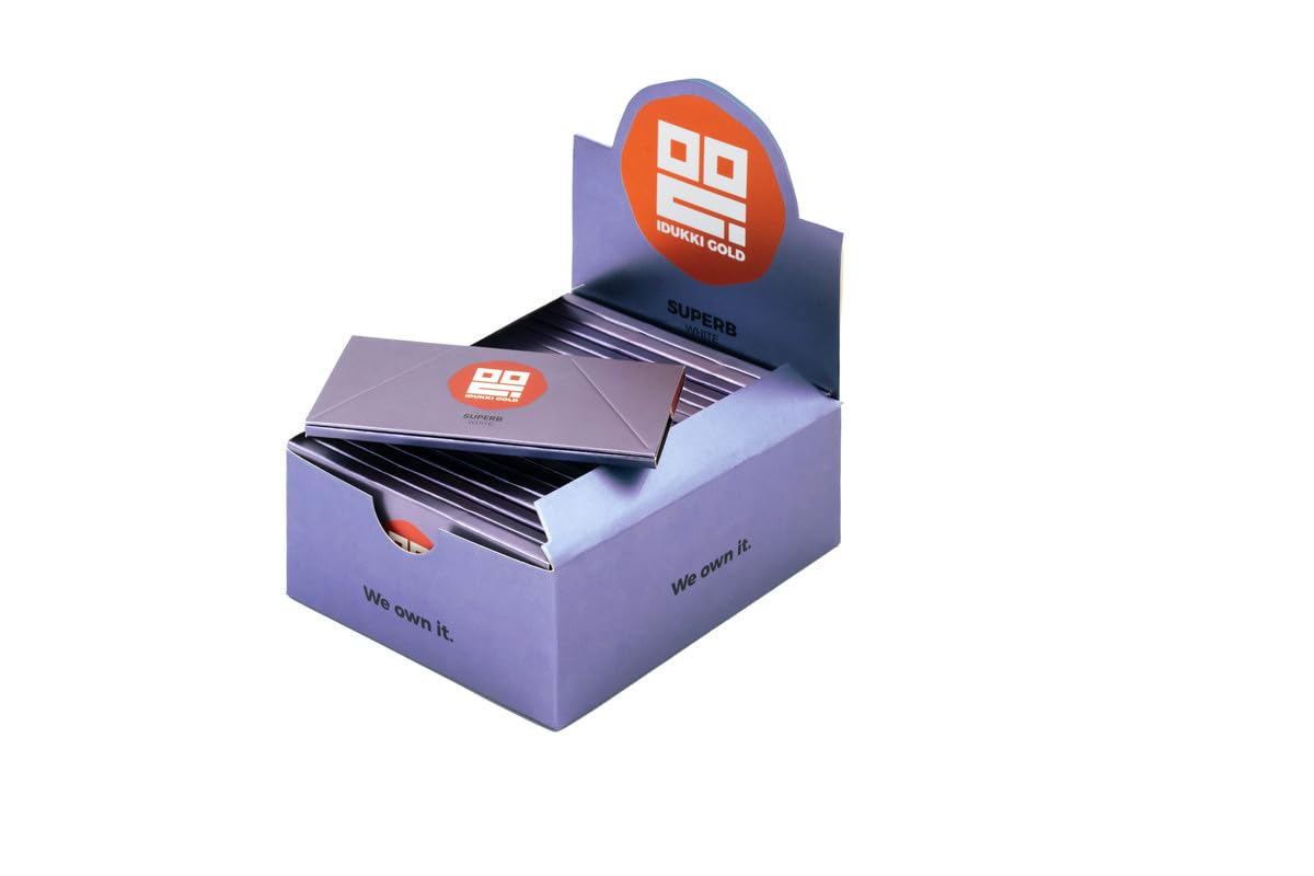 IDUKKI GOLD Superb White Rolling Paper With Roach Tips Natural Bleached White Paper 32 Papers 32 Roach, Pack Of 18 4