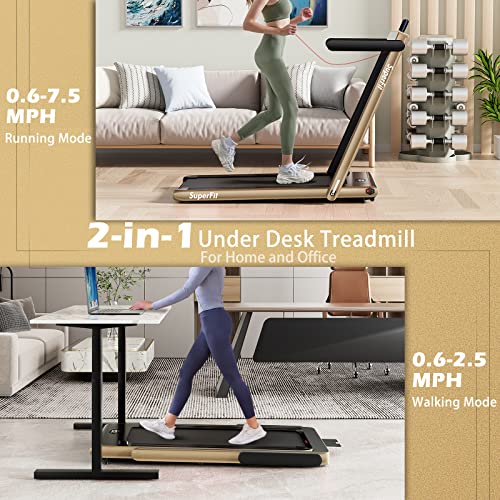 Image of Goplus 2 in 1 Folding Treadmill, 2.25HP Superfit Under Desk Electric Treadmill, Installation-Free with Remote Control, APP Control and LED Display, Walking Jogging for Home Office