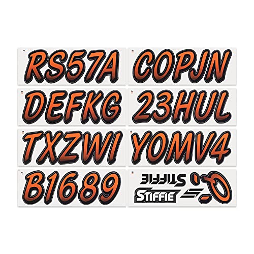 Stiffie Whipline Rust/Black 3" Alpha-Numeric Registration Identification Numbers Stickers Decals For Boats & Personal Watercraft #TOP2