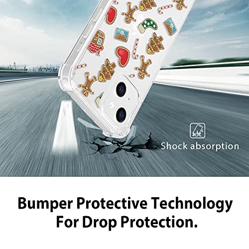 Caroki Christmas Clear Phone Case For Iphone 13, Christmas Gingerbread Man Pattern Case Cover Soft Tpu Protective Slim Shockproof Cover Boys Girls Phone Case For Iphone 13 6.1 Inch #TOP2