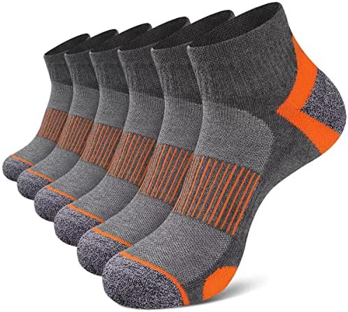 Cooplus Mens Cotton Ankle Athletic Socks Quarter Performance Running Cushioned Socks (6 Pairs)