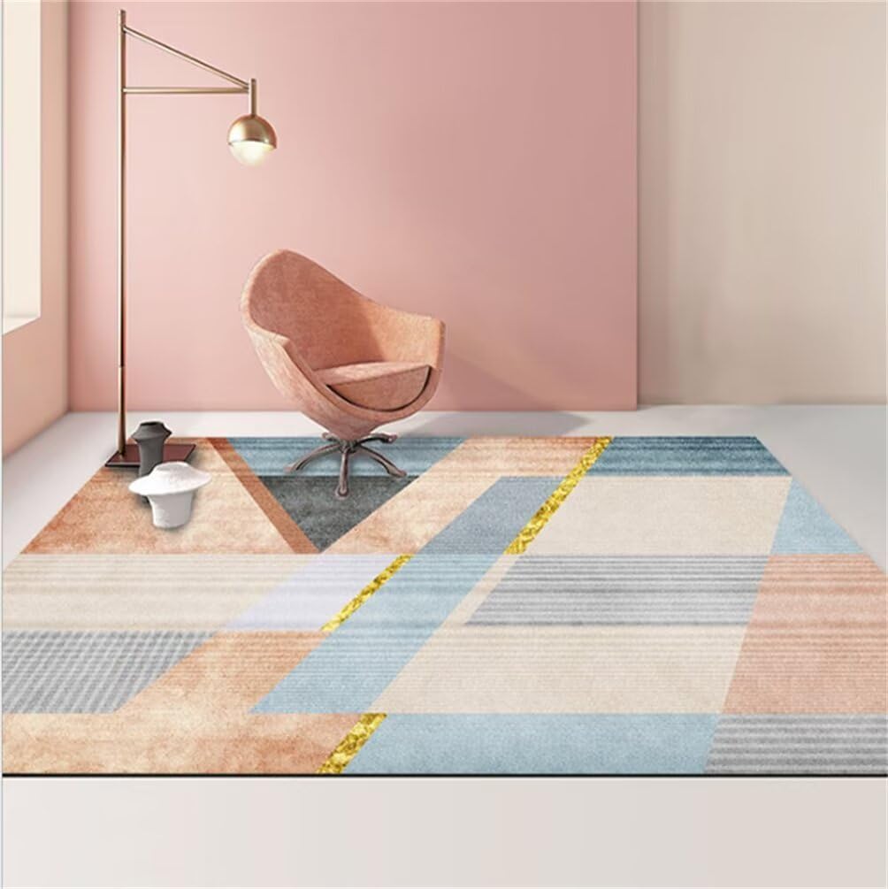 Tapis chambre bleu 300x400 grand tapis de salon moderne et géométrique