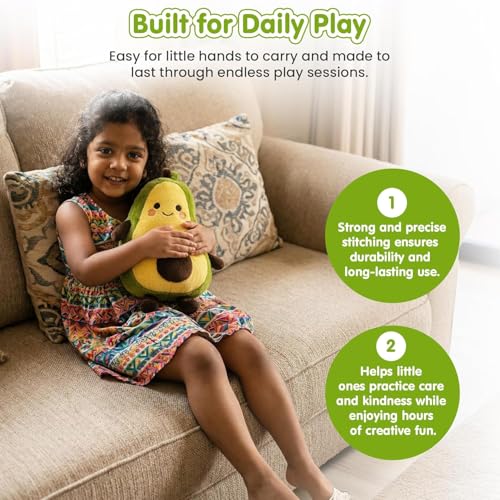Image of EITHEO Avocado Plush Soft Toy Pillow 25 cm - Cute Kawaii Stuffed Fruit Cushion, Soft Cuddly Huggable Plushie, Decorative Gift for Kids, Girls & Boys, Room Decor