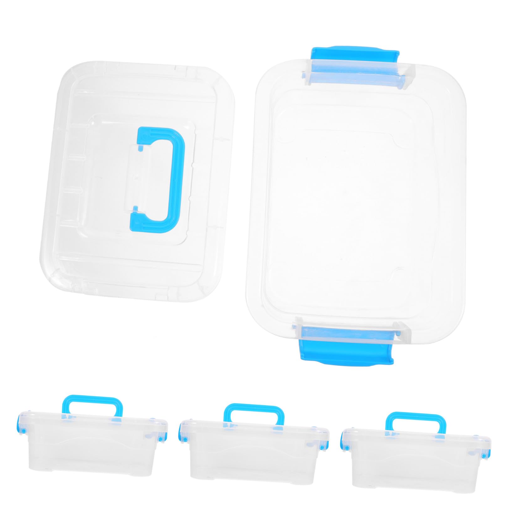 Caja de Almacenamiento de Plástico Azul con Asa, 5 Piezas