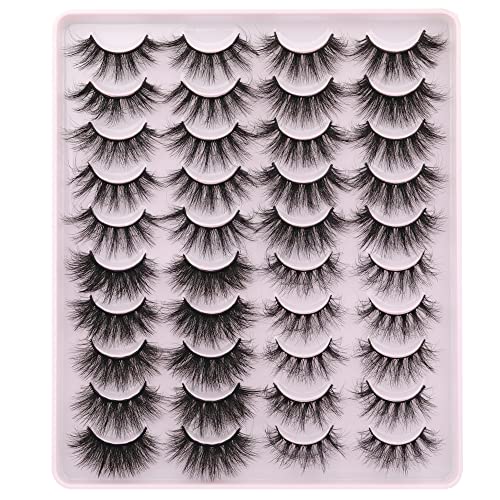wiwoseo False Eyelashes Wispy Fluffy Faux Mink Lashes 18MM Fake Eyelashes Lightweight 20 Pairs Pack