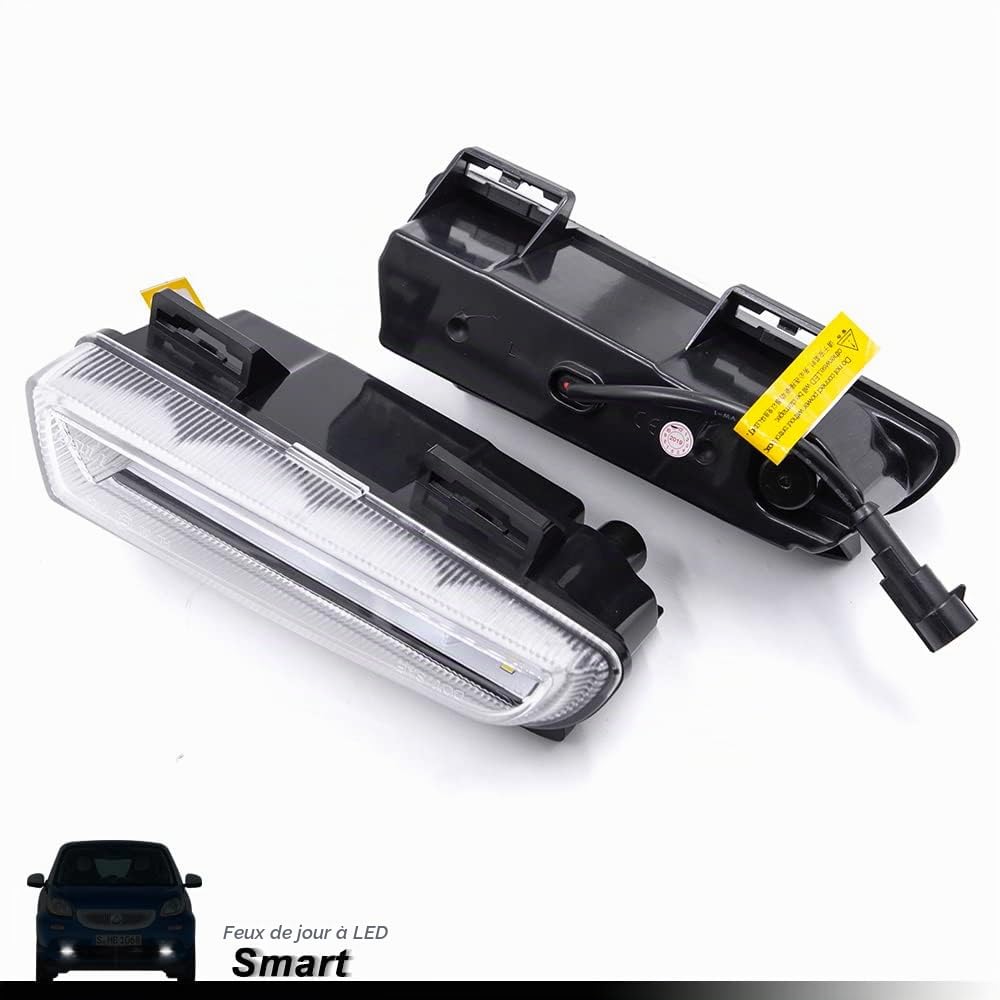Feux de Jour LED Compatible avec M-ercedes-Benz Smart Fortwo 451 2013-2015, Feux de Conduite Avant DRL Antibrouillard DLR Kit Câblage Canbus Sans Erreur Blanc Xenon 800LM 2PCS