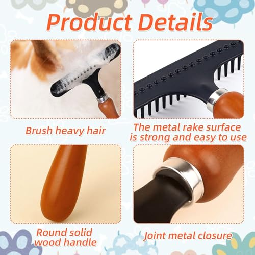 FDGGT 1 Entwirrungskamm Mit Holzgriff Und 1 Stahlkamm, Heimtierbedarf, Tierhaarreinigungswerkzeuge, Haustierpflegewerkzeuge
