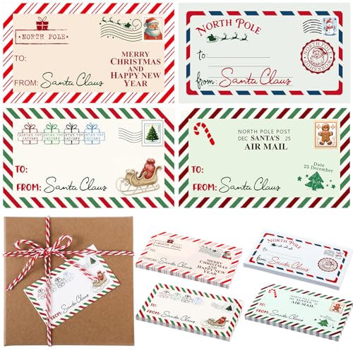 Étiquettes cadeaux autocollantes de Père Noël pour personnaliser vos présents