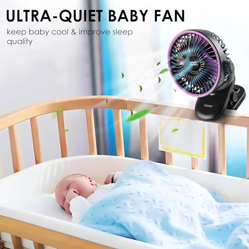 Gesto High Speed Rechargeable Clip-On Table Fan, Black Black Purple - Image 5