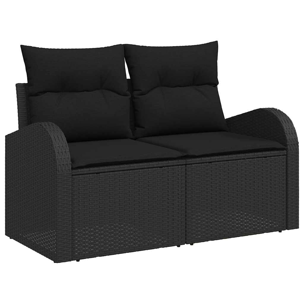 vidaXL Conjunto de sofás de jardín 9 uds. Negro ratán sintético | Hecho de poli ratán resistente y acero recubierto en polvo, así aguanta el clima, Incluye cojines impermeables,