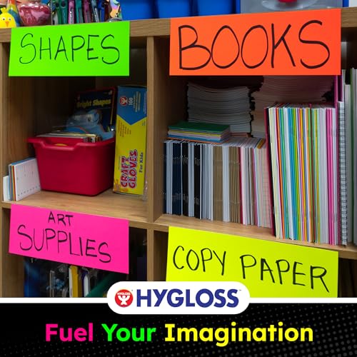 Image of Hygloss Small Poster Board 4x11 - 50 Assorted Neon Color Bulk Pack - 10 Pt. Thickness Colored Poster Board Paper for Projects, Flash Cards, Signs - Posterboard Multipack 4 inch x 11 inch