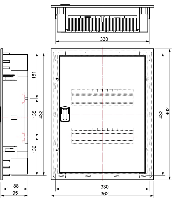 Cuadro electrico empotrable tabique hueco 28 Modulos Solera Metalbox MP28NGHGWpuerta metalica