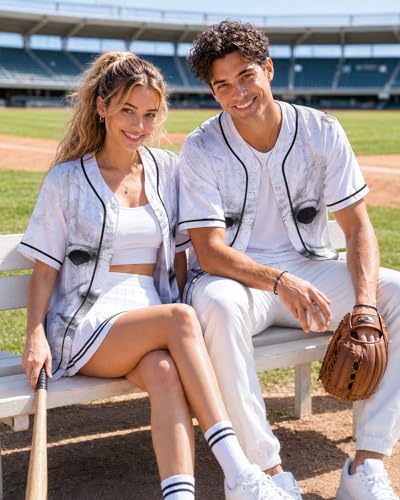 Image of 99TIMORO Fathers Holiday Graphic Baseball Jersey Shirts for Men and Women, Street Wear Funny Short Sleeve Top, Summer