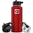 IRON FLASK Camping & Hiking Hydration Flask with Straw, Wide Mouth Insulated Stainless Steel Sports Water Bottle - 32 oz Fire Red