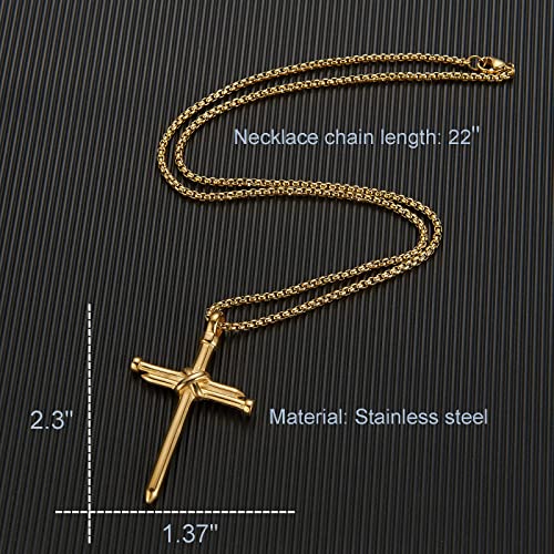 Men's Stainless Steel Nail Cross Pendant Necklace Male Jewelry2