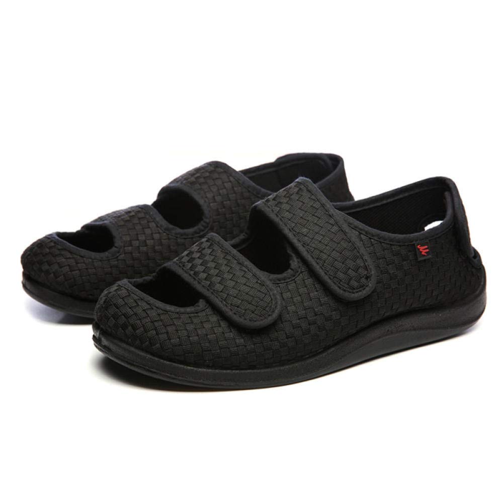 Nwarmsouth Men's 2 Black Plantar Fasciitis Trainers Air Shoe,Swollen Feet And Deformed Breathable Shoes, Diabetes Rehabilitation Shoes-Uk7.5_,Diabetic Easy Close Slipper
