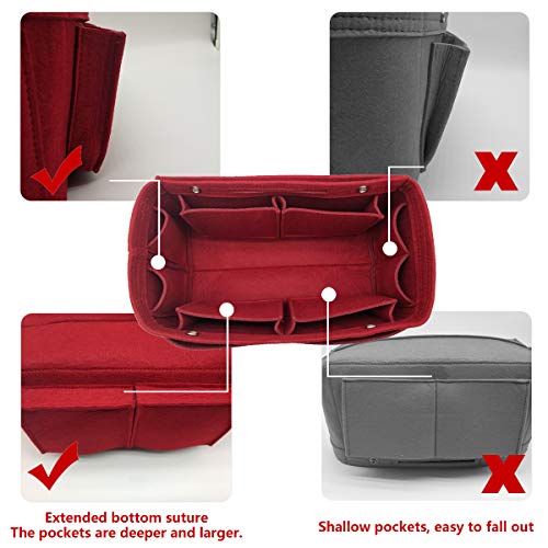 Lexsion Felt Purse Organizer Insert Bag Organizer Multi Pocket Bag In Bag Organizer For Tote & Handbag Shaper 8008 Vine Red M #TOP3