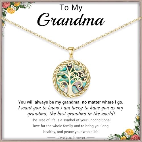 Christmas Gifts for Women Tree of Life Necklace for Women Birthday Gifts for Her Stocking Stuffers Pendant Necklace with Shell Tree Mothers Day Gift for Mom Grandma Wife Daughter Anniversary Christmas Jewelry