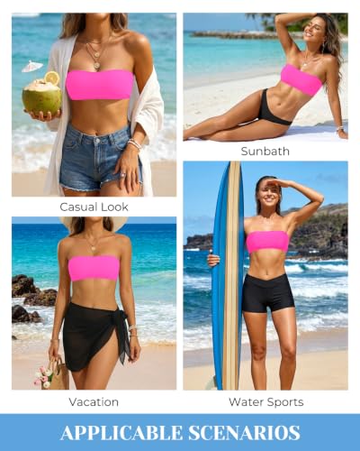 Image of Aqua Eve Women Strapless Bikini Top Only Bandeau Swim Top Tube Top Swimsuit