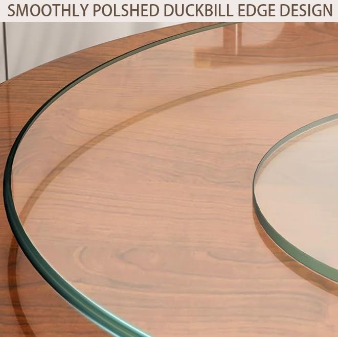 Plateau Tournant Rond en Verre Trempé pour Table À Manger (83, 89, 99 Cm), Plateau Tournant en Verre Épais, Grand Plateau De Service, Plateau De Service Rotatif Transparent (80 Cm)