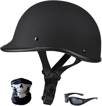 Half Cap Motocross Helmets Adult Half Shell Open Face Motorcycle Cycling Motocross Helmet Men Women DOT Approved with Goggles Facemask