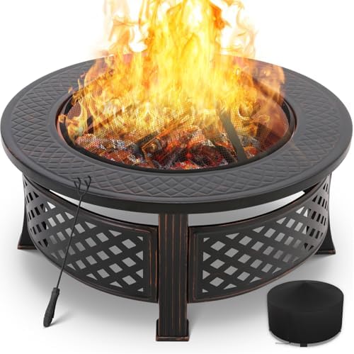 Braséro Barbecue Exterieur avec Housse de Protection, 3 en 1 Chem...