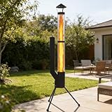 Ytglen 64.5" Patio Pellet Heater, Wood Pellet Torch Patio Heater with Ash Tray, Glass Tube, Outdoor Fire Pit for Patio, Backyard, Garden