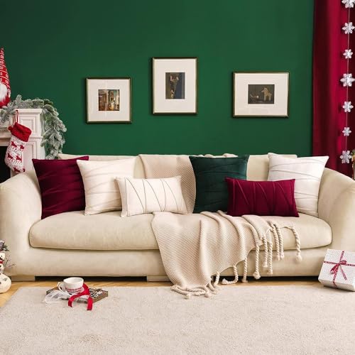 Image of Khooti Velvet Striped Cushion Cover Pack of 1-34 inch x 34 inch / 86 x 86 cm | Red | Soft Pillow Covers Cushion Case for Sofa Bedroom Livingroom Chair Car, Cushion Cover with Zig Zag Pattern