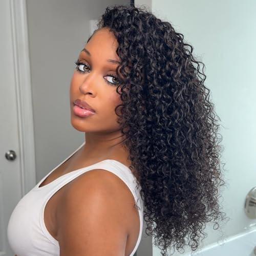 Curly Half Wig Human Hair 200 Density Wet and Wavy