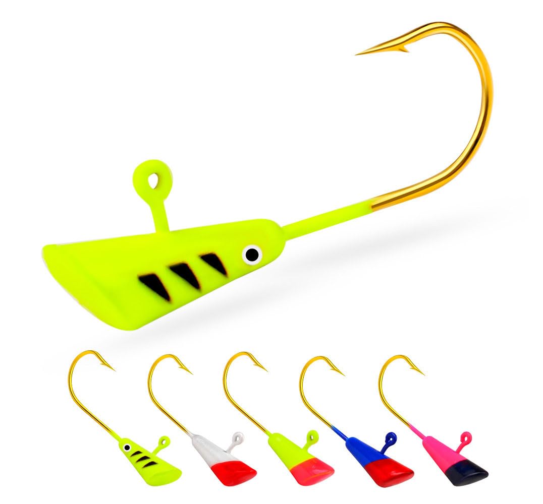 KTGCOZS Pack of 25 Shad Darts Jig Heads Fishing Hook Crappie Pan Fish Lures Bait 1/32 1/16 1/8oz