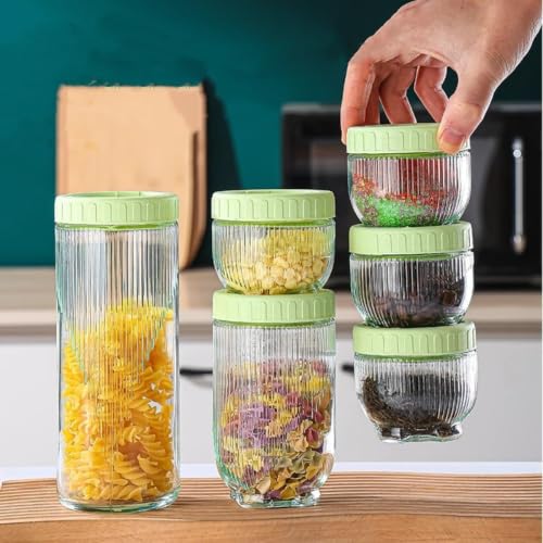 Image of Glass Storage Jar With Airtight Lid, BPA-Free Kitchen Containers For Spices, Dry Fruits, Snacks & Grocery Storage Set Of 3, Transparent Food Storage Canisters For Kitchen Organization And Home Use