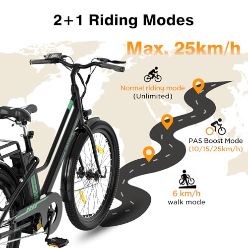 HITWAY 27.5" Electric Bike - 250W Motor, 36V13AH battery max. 50-100km Range, citybike Ebike for City Commuting for Women & Beginners,with APP - Image 3