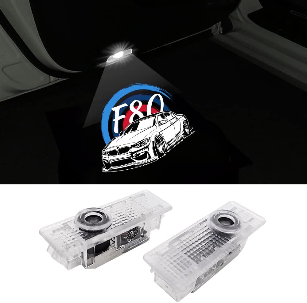 uuakarin 2Pcs Car Door Logo Lights Car Accessories Welcome Courtesy Projector Light LED Ghost Shadow Lights Puddle Lamp Compatible with BMW 3 Series F80 (2008-2018)