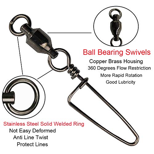 image for AGOOL Ball Bearing Fishing Swivel Stainless Steel High Strength with C