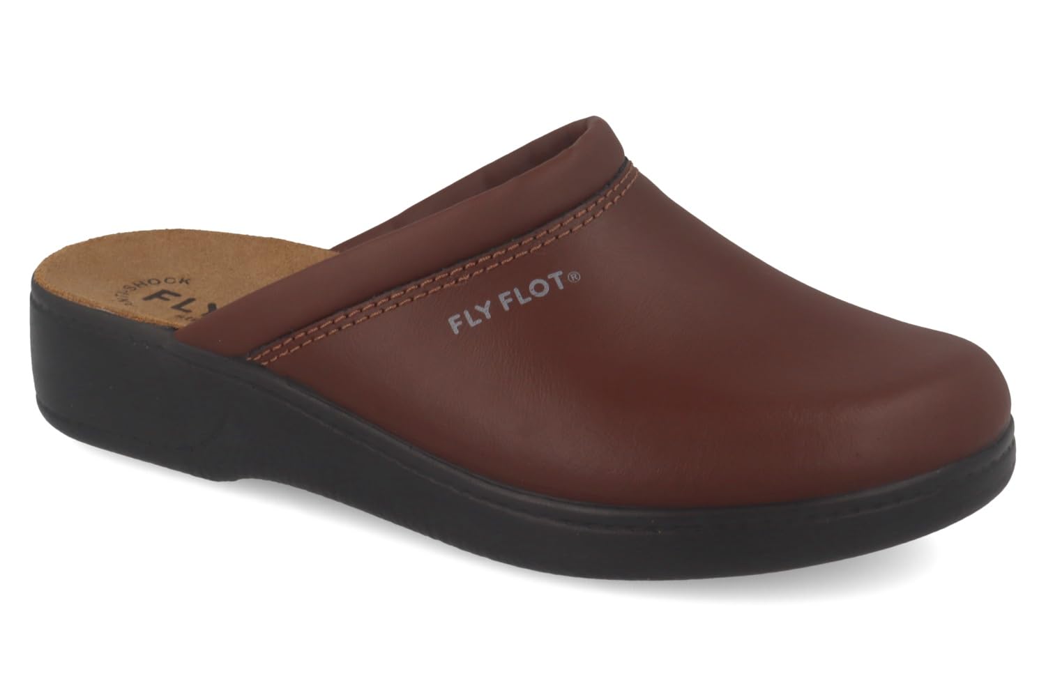 Fly Flot | Man Professional, Zoccoli Sanitari Uomo, Ciabatta con Tomaia in Pelle e Sottopiede in Pelle Scamosciato, Testa di Moro, 46