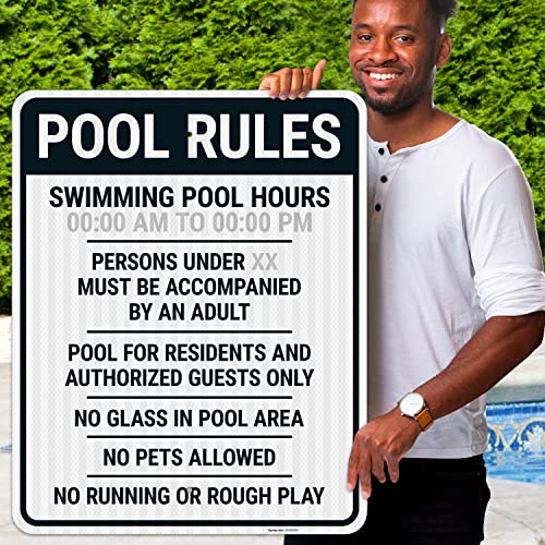 Cartel de Reglas para Piscina 24x30 Reflectivo Aluminio miniatura 2