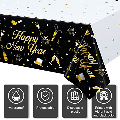 3 Pieces Happy New Year Table Covers Tablecloth Plastic Disposable