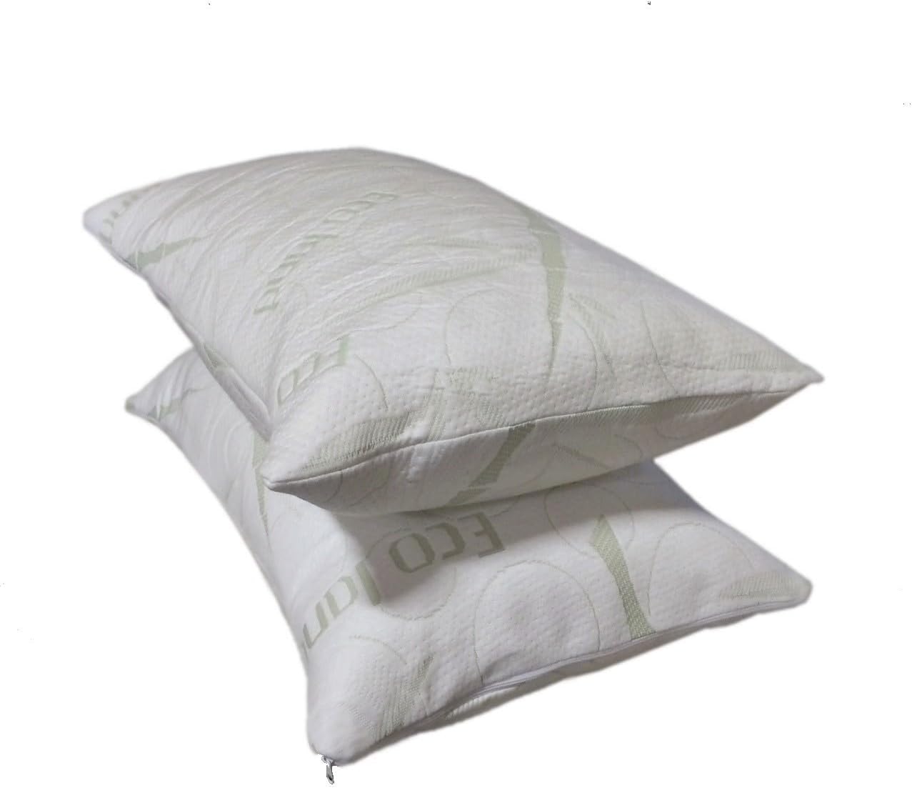 Quantity = 4 Queen Size Firm Dual Zone Gel Micro Cushion Memory Foam Bed Pillow with Internal case and Zipper Cover