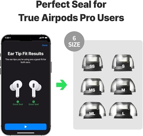 Miniatura 5 de AZLA XELASTEC II para AirPods Pro de 1 y 2 generación  Almohadillas de un solo molde premium para reemplazo de puntas de oreja AirPods Pro  Ajuste