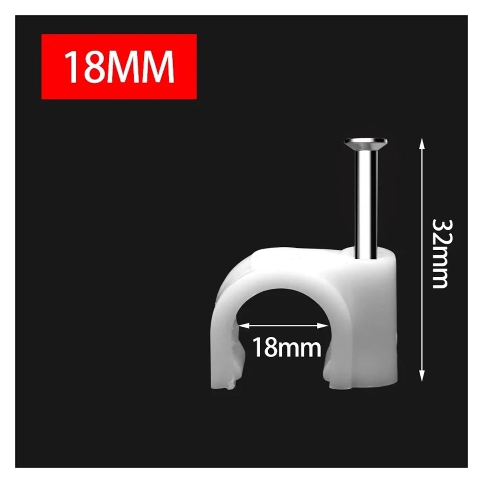 Clips de câble Ronds 100clips de câble ronds 14mm, 16mm, 18mm, 20mm, 22mm, 25mm(18mm 100pcs)