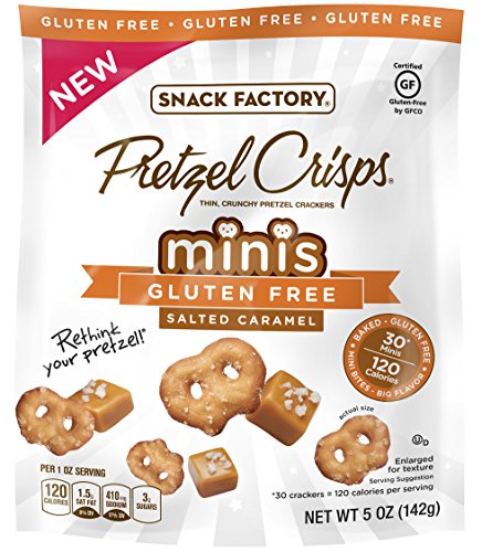Snack Factory Gluten Free Pretzel Crisps, Salted Caramel Minis, 5 Ounce