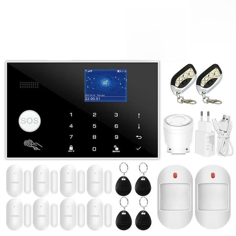 Kit Alarma Casa, Wifi Gsm Alarm System 433MHz Home Burglar Security Alarm Wireless Wired Detector Rfid Touch Keyboard Temperature Humidity(Q)