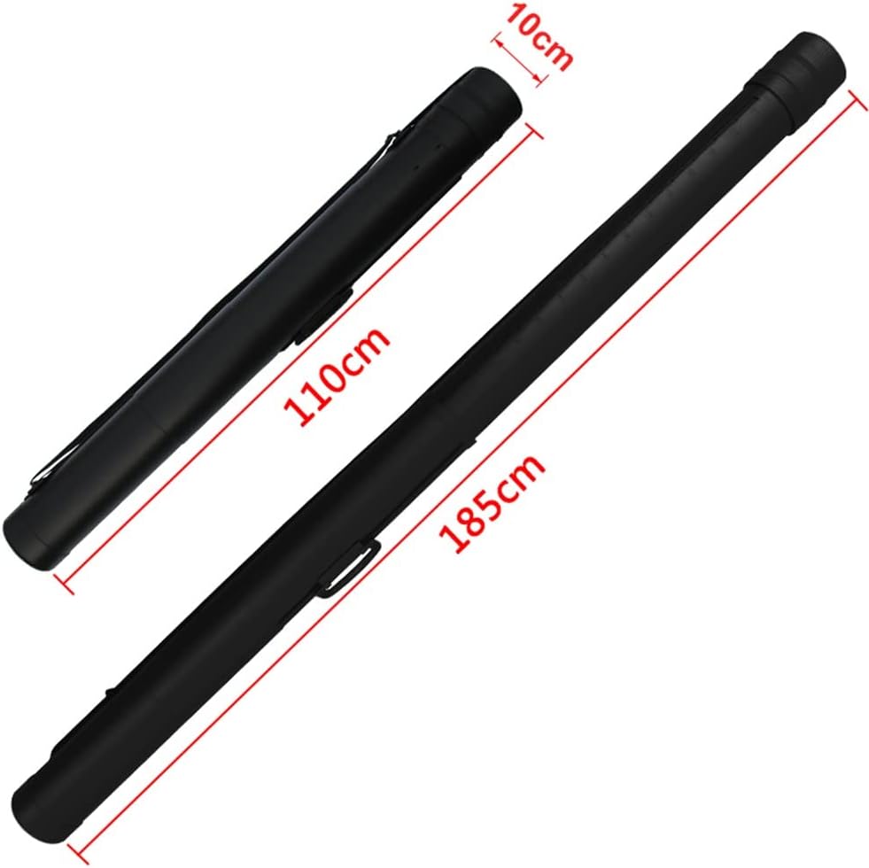 Adjustable Max 1.1-1.8 Meter ABS Hard Fishing Rod Tube Fishing Rod Case Rod Bag Outdoor Tackle Bag Lure Rod Box (Color : Black, Size : 1.1-1.8 Meter)
