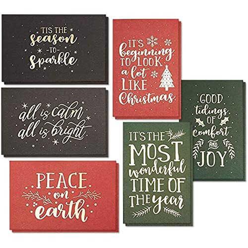 Gold Foil Christmas Cards Assortment With Envelopes, 6 Designs (4 X 6 In, 24 Pack) #TOP30