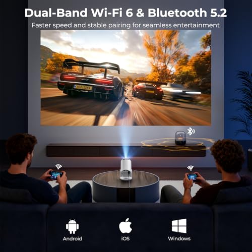 Image of [Built-in Apps] CLOKOWE Mini Projector with WiFi and Bluetooth, 2026 Upgraded 1080P Smart Portable Projector with 180 Rotation, Auto Keystone, Compatible with iPhone /Android /Laptop /TV Stick /HDMI /USB
